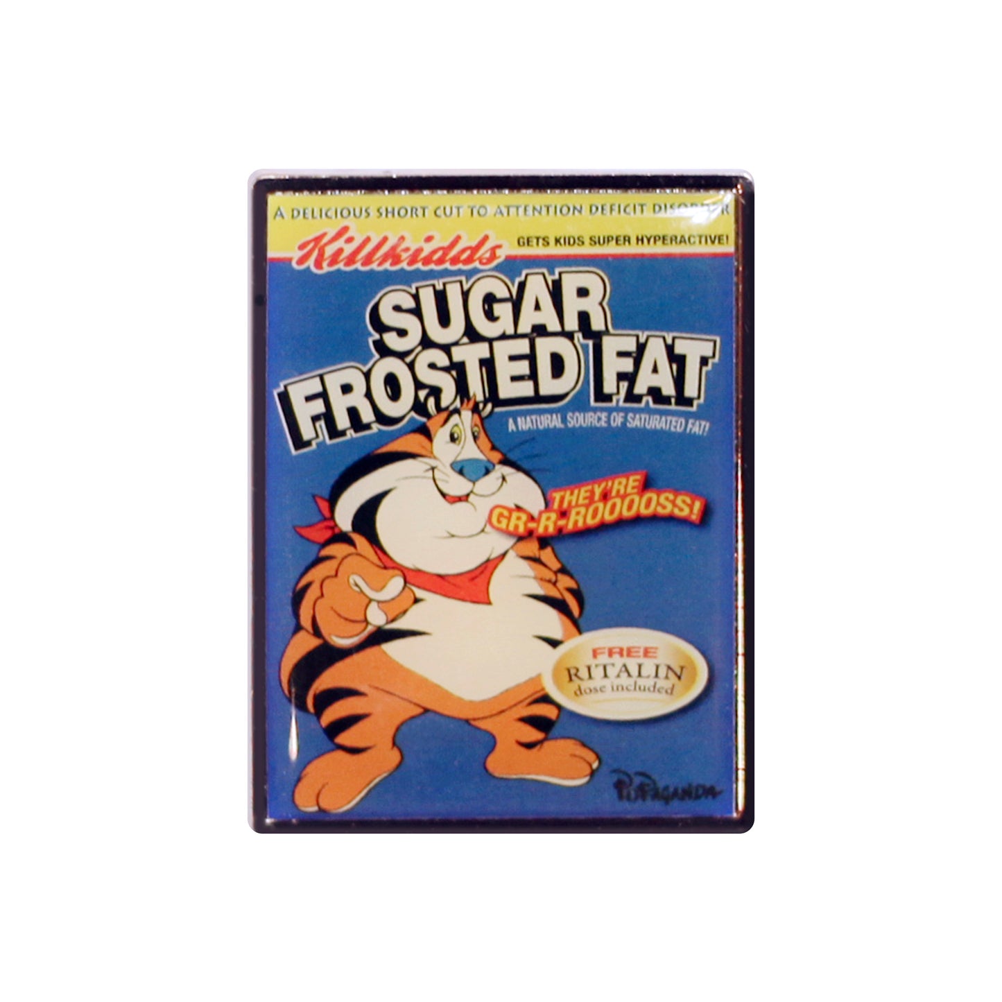 Ron English - Sugar Frosted Fat Cereal Box Enamel Pin