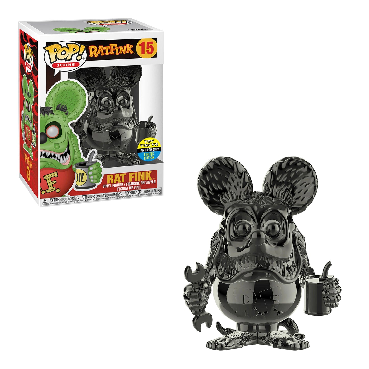 Funko Pop! Icons: Rat Fink #15 Black Chrome SDCC 2019 Toy Tokyo Exclusive