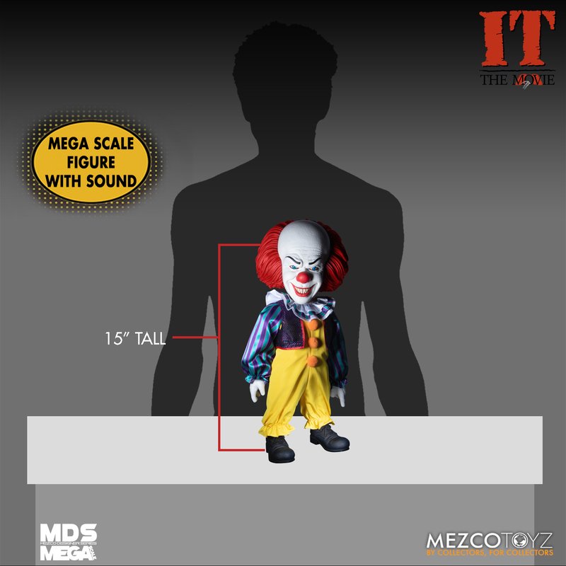 MEZCO TOYZ: MDS Mega Scale - IT (1990) Talking Pennywise 15" Tall Figure