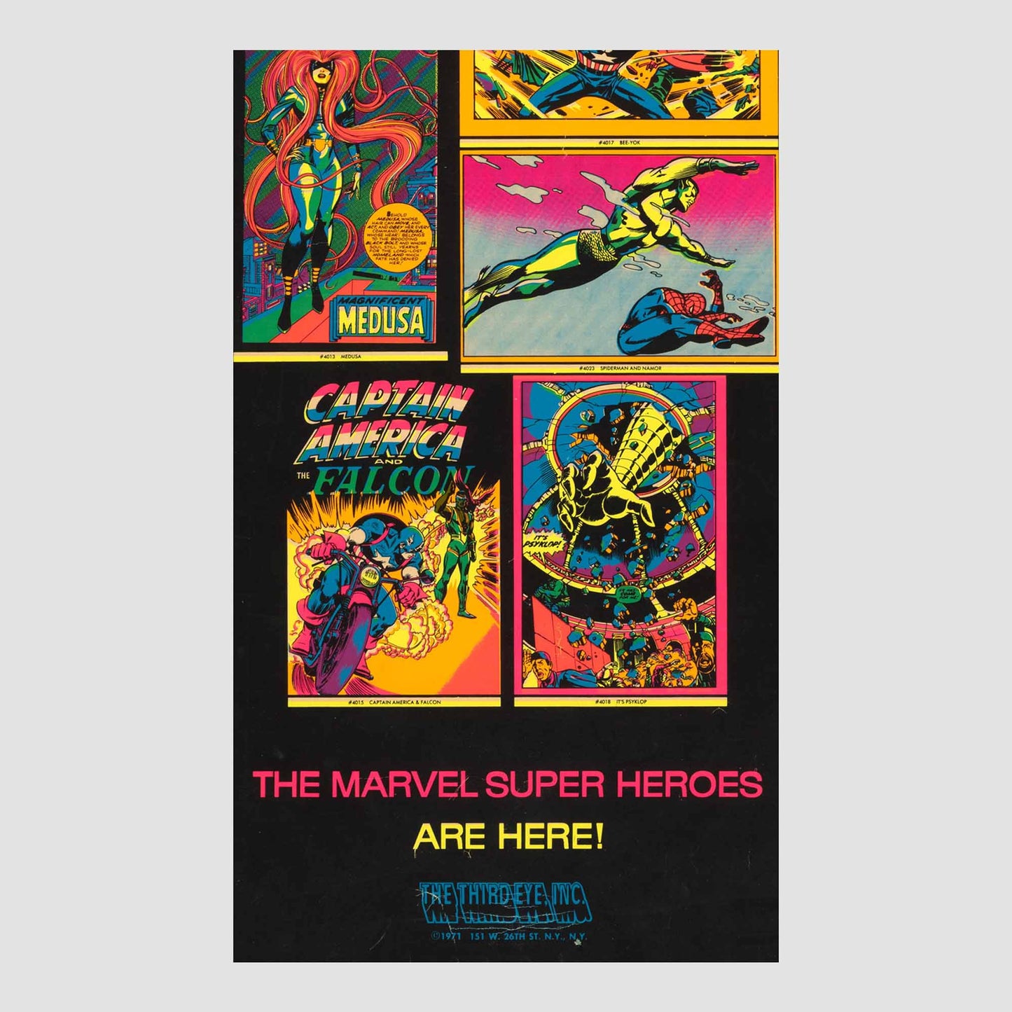 Marvel Superheroes Third Eye Black Light Promotional Display Poster (Framed)