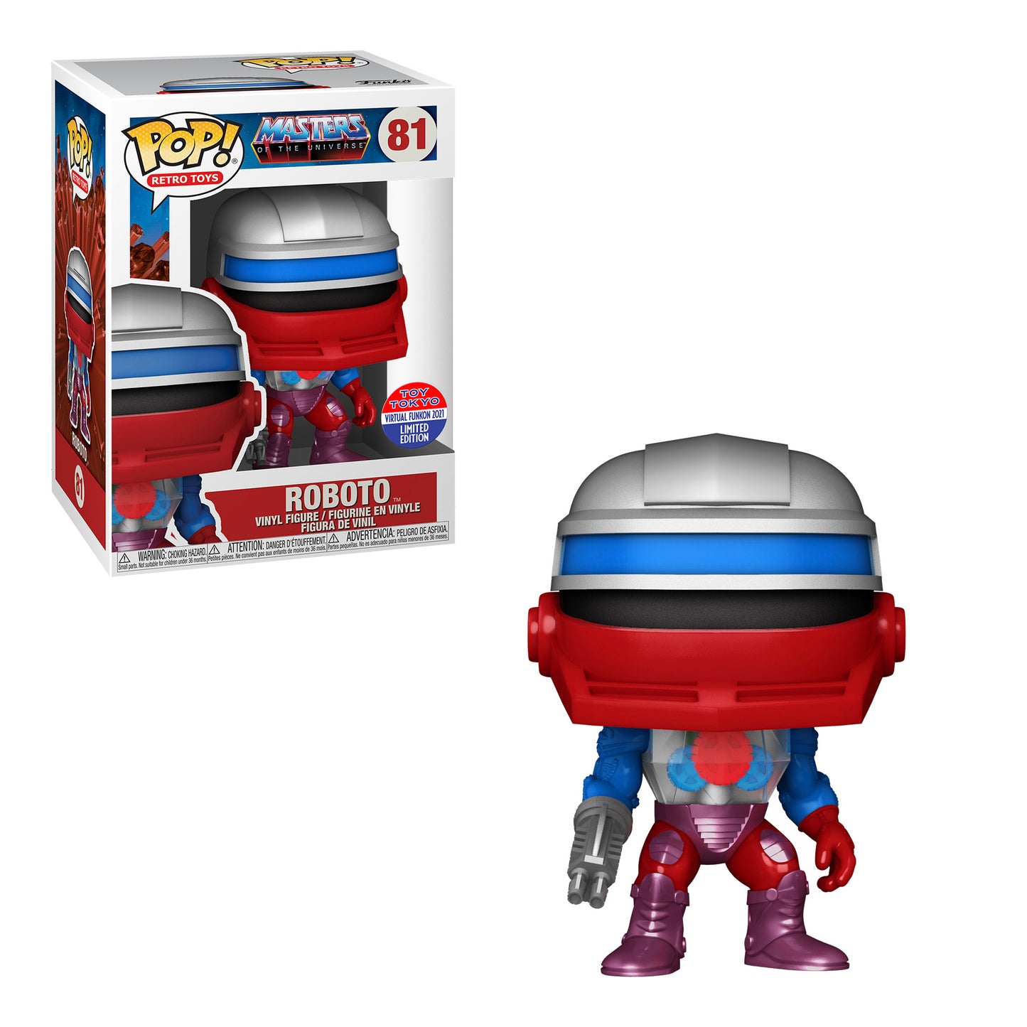 Funko Pop! Retro Toys: Masters of the Universe - Roboto #81 Virtual Funkon 2021 Toy Tokyo Exclusive