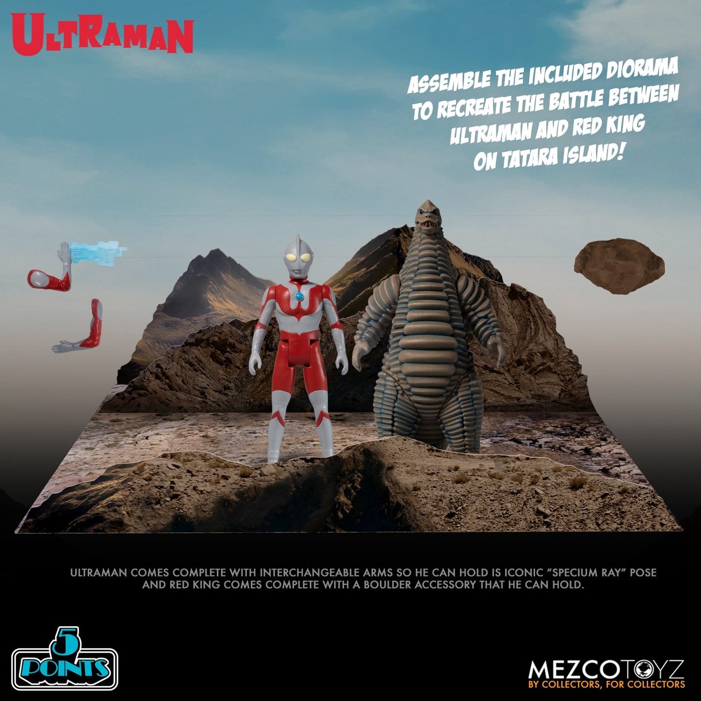 MEZCO TOYZ: 5 Points - Ultraman & Red King Boxed Set 3.75" Tall Figure